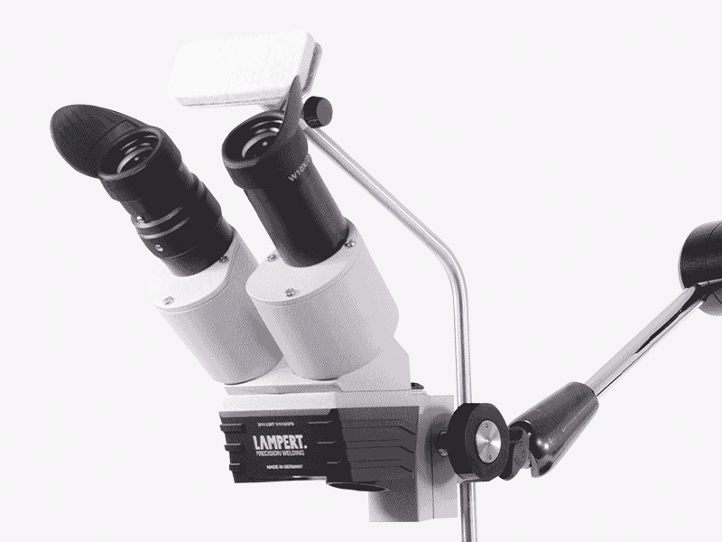 Detailansicht des Schweißmikroskops SMM und SMG von Lampert - detail view of the welding microscope SMM and SMG from Lampert